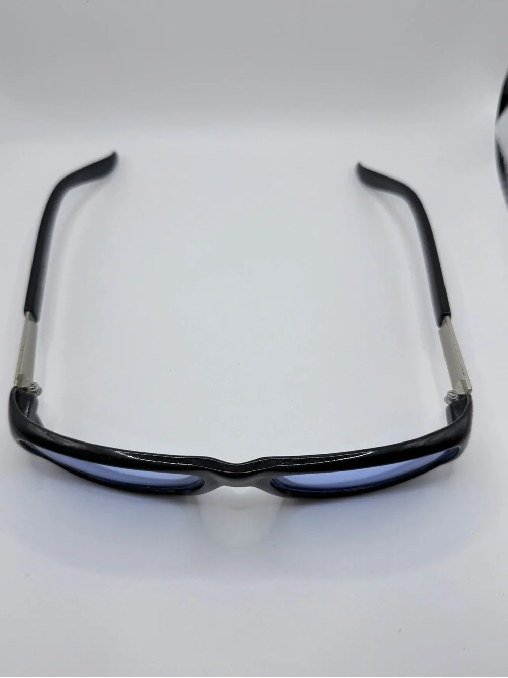 Y2K Identity Wraparound Sunglasses Black Blue Lens Retro Cyber